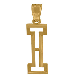 10kt Yellow Gold Unisex Diamond-cut Initial Alphabet I Charm Pendant
