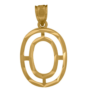 10kt Yellow Gold Unisex Diamond-cut Initial Alphabet O Charm Pendant
