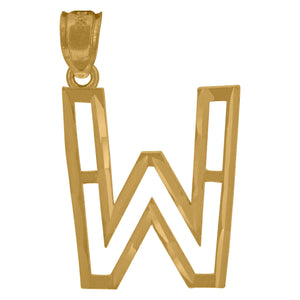 10kt Yellow Gold Unisex Diamond-cut Initial Alphabet W Charm Pendant