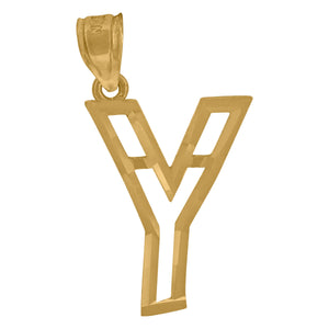 10kt Yellow Gold Unisex Diamond-cut Initial Alphabet Y Charm Pendant