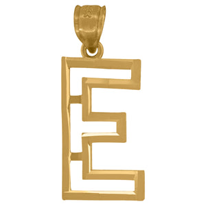10kt Yellow Gold Unisex Diamond-cut Initial Alphabet E Charm Pendant