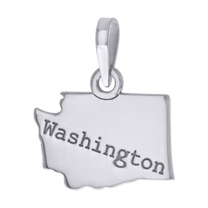 925 Sterling Silver Unisex American States Washington Charm Pendant