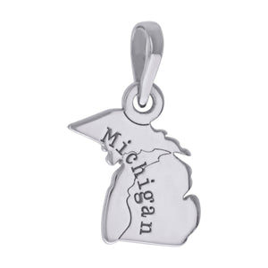 925 Sterling Silver Unisex American States Michigan Charm Pendant