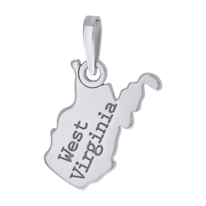 925 Sterling Silver Unisex American States West Virginia Charm Pendant