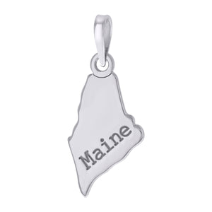925 Sterling Silver Unisex American States Maine Charm Pendant