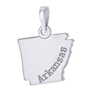 925 Sterling Silver Unisex American States Arkansas Charm Pendant