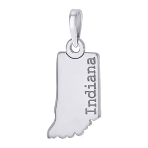 925 Sterling Silver Unisex American States Indiana Charm Pendant