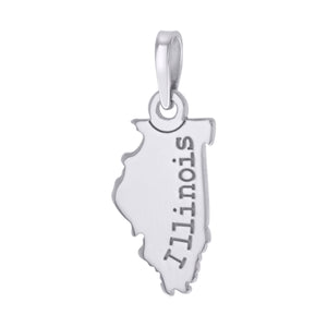 925 Sterling Silver Unisex American States Illinois Charm Pendant
