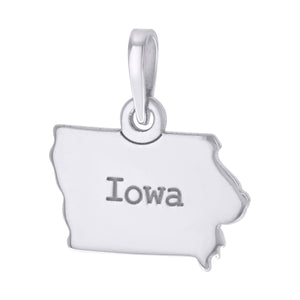 925 Sterling Silver Unisex American States Iowa Charm Pendant