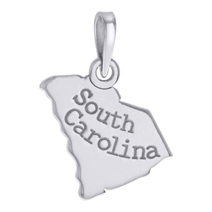 925 Sterling Silver Unisex American States South Carolina Charm Pendant