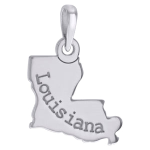 925 Sterling Silver Unisex American States Louisiana Charm Pendant