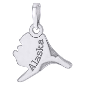 925 Sterling Silver Unisex American States Alaska Charm Pendant