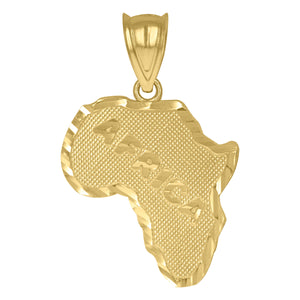 10KT Yellow Gold Mens Africa Maps Charm Pendant