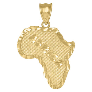 10KT Yellow Gold Mens Africa Maps Charm Pendant