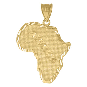 10KT Yellow Gold Mens Africa Maps Charm Pendant