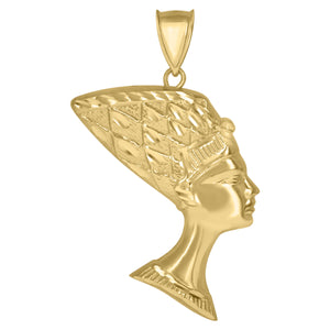 10KT Yellow Gold Mens Nefertiti Egyptian Charm Pendant