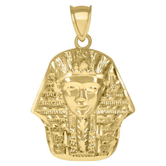 10KT Yellow Gold Mens Pharaoh Egyptian Charm Pendant