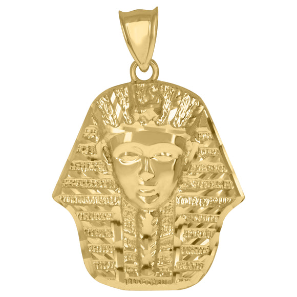10KT Yellow Gold Mens Pharaoh Egyptian Charm Pendant