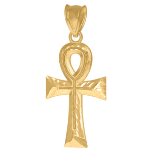 10kt Yellow Gold Mens Religious Ankh Cross Charm Pendant