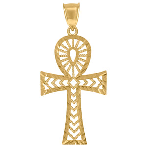 10KT Yellow Gold Mens Ankh Cross Egyptian Religious Charm Pendant