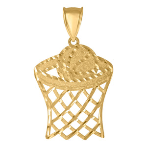 10KT Yellow Gold Mens Basketball Sports Charm Pendant