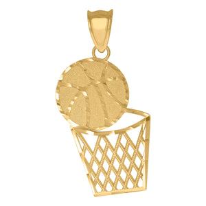 10KT Yellow Gold Mens Basketball Sports Charm Pendant