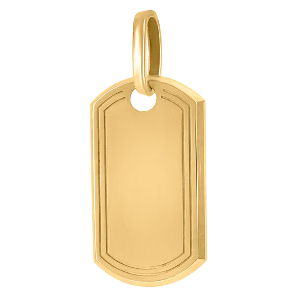 10KT Yellow Gold Mens Dog Tag Fashion Charm Pendant