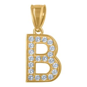 10kt Yellow Gold Unisex Cubic Zirconia B Alphabet Initial Charm Pendant
