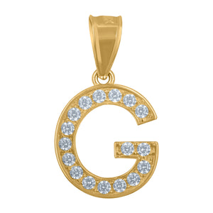 10kt Yellow Gold Unisex Cubic Zirconia G Alphabet Initial Charm Pendant