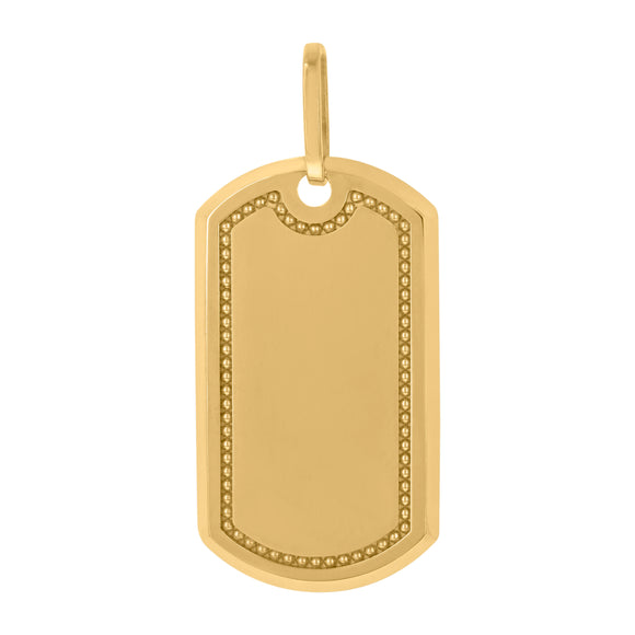 10KT Yellow Gold Mens Dog Tag Fashion Charm Pendant