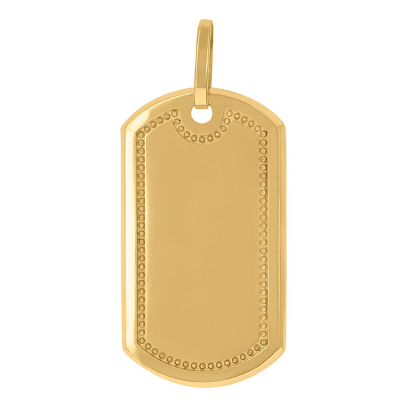 10KT Yellow Gold Mens Dog Tag Fashion Charm Pendant