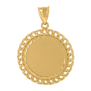 10KT Yellow Gold Mens Photoframe medallion Cuban Link Fashion Charm Pendant