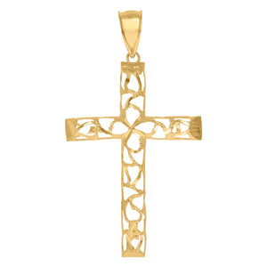 10KT Yellow Gold Mens Cross Religious Charm Pendant