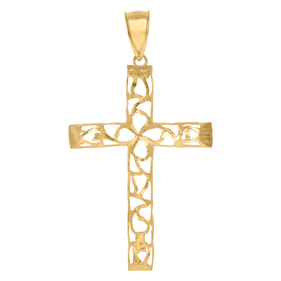 10KT Yellow Gold Mens Cross Religious Charm Pendant