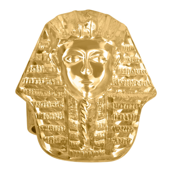 10Kt Yellow Gold Mens Diamond-cut Fashion Egyptian Pharaoh Ring