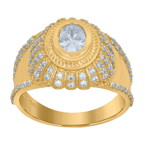 10Kt Yellow Gold Mens Cubic-Zirconia Fashion Cluster Rings