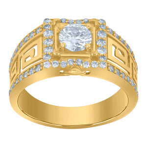 10Kt Yellow Gold Mens Cubic-Zirconia Square Head Fashion Rings