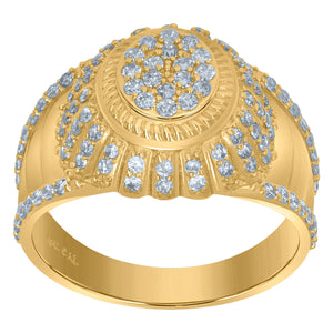 10Kt Yellow Gold Mens Cubic-Zirconia Fashion Cluster Rings