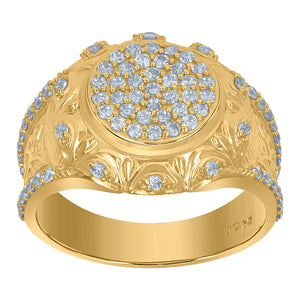 10Kt Yellow Gold Mens Cubic-Zirconia Cluster Fashion Rings