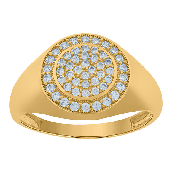 10Kt Yellow Gold Mens Cubic-Zirconia Round Head Cluster Fashion Rings