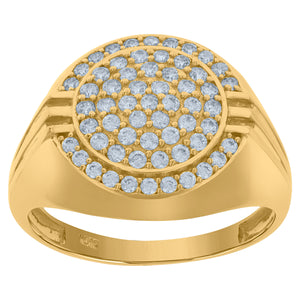 10Kt Yellow Gold Mens Cubic-Zirconia Round Head Cluster Fashion Rings