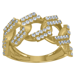 10Kt Yellow Gold Mens Cubic-Zirconia Cuban Link Fashion Rings