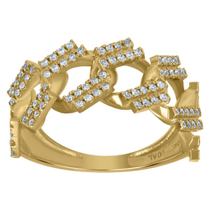 10Kt Yellow Gold Mens Cubic-Zirconia Cuban Link Fashion Rings