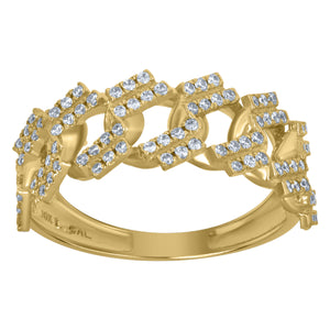 10Kt Yellow Gold Mens Cubic-Zirconia Cuban Link Fashion Rings