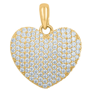 10kt Yellow Gold Womens Cubic Zirconia Heart Charm Pendant
