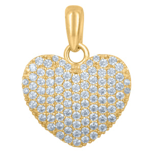 10kt Yellow Gold Womens Cubic Zirconia Heart Charm Pendant