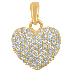 10kt Yellow Gold Womens Cubic Zirconia Heart Charm Pendant