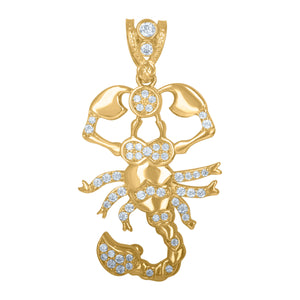 10kt Yellow Gold Mens Cubic Zirconia Scorpion Zodiac Sign Charm Pendant