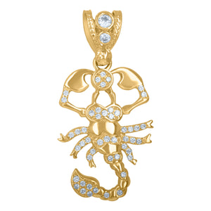 10kt Yellow Gold Mens Cubic Zirconia Scorpion Zodiac Sign Charm Pendant