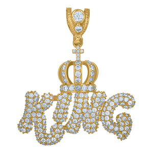 10kt Yellow Gold Mens Cubic Zirconia King Talking Fashion Charm Pendant
